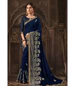 blue printed georgette saree with blouse