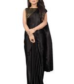 Black plain Satin saree with blouse