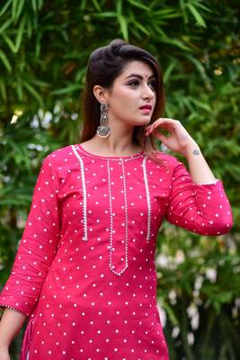 Pink Women's Rayon Kurti  with pant have gotta work 1