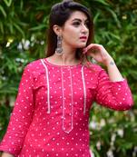 Pink Women's Rayon Kurti  with pant have gotta work