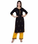 Black Women's Rayon Embroidery kurti with palazzo