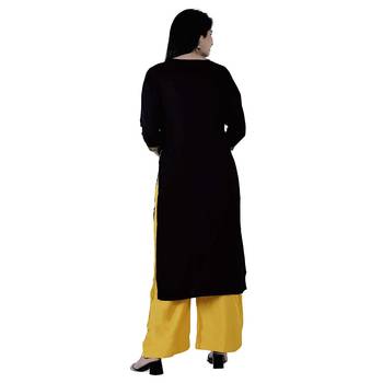 Black Women's Rayon Embroidery kurti with palazzo 2