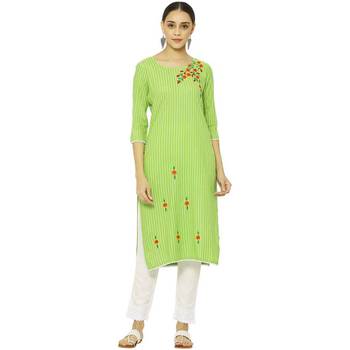Green Women's Rayon Embroidery kurti with pant 1