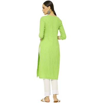 Green Women's Rayon Embroidery kurti with pant 2