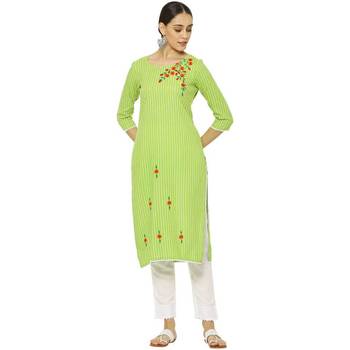 Green Women's Rayon Embroidery kurti with pant 4