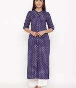 Purple Women's Rayon Printed Straight Kurta Palazzo Set