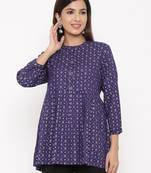 Purple Women's Rayon Printed Casual Top