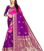 magenta Banarasi Silk Jacquard Designer Saree For Women