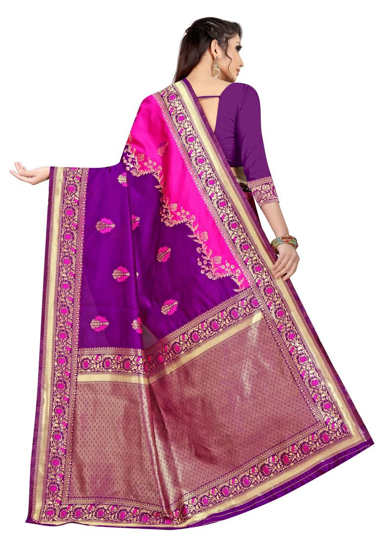 magenta Banarasi Silk Jacquard Designer Saree For Women