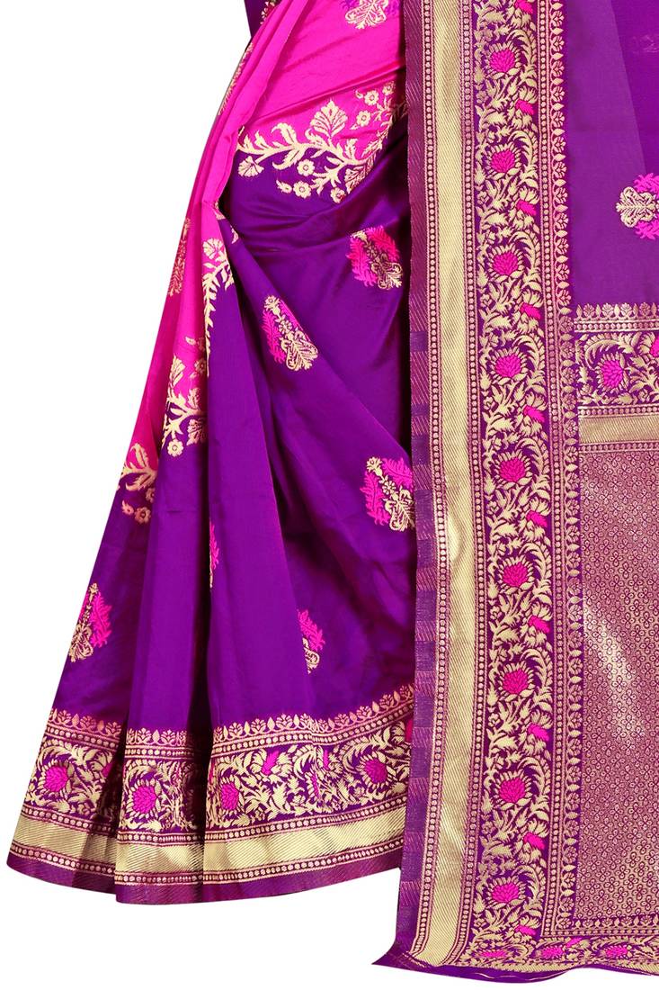 magenta Banarasi Silk Jacquard Designer Saree For Women