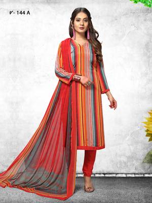 Red stripes print crepe salwar 1