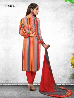 Red stripes print crepe salwar 2