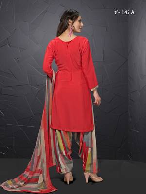 Red stripes print crepe salwar 2