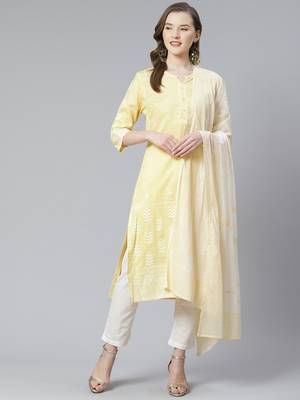 Light-yellow beads cotton salwar 1