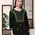 Hand Embroidered Black & Green Cotton Lucknowi Chikankari Women Top