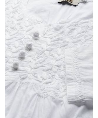 Hand Embroidered White Cotton Lucknow Chikan Women Top 5