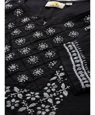 Hand Embroidered Black Cotton Lucknowi Chikankari Women Top 5