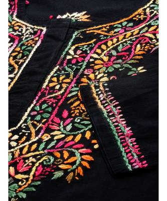 Ada Hand Embroidered Black Cotton Lucknowi Chikankari Women Top - A100386 5