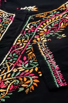 Ada Hand Embroidered Black Cotton Lucknowi Chikankari Women Top - A100386