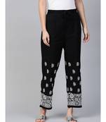 Hand Embroidered Black Cotton Lucknowi Chikankari Women Palazzo