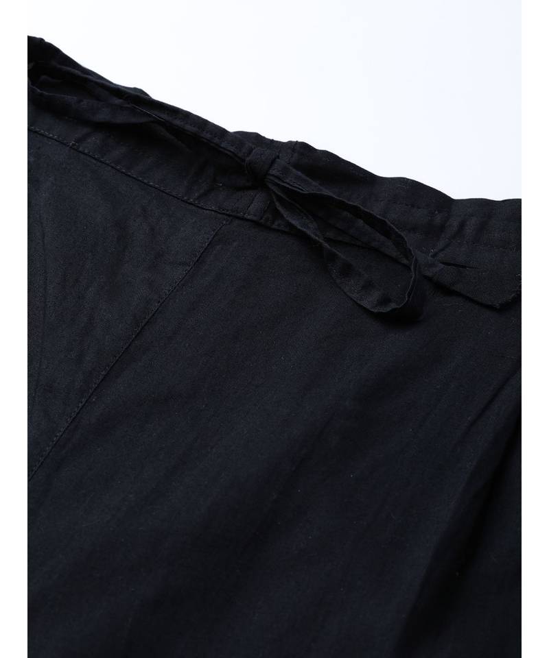 Hand Embroidered Black Cotton Lucknowi Chikankari Women Palazzo