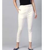 Ada Hand Embroidered White Cotton Lucknowi Chikankari Women Pant - A116120