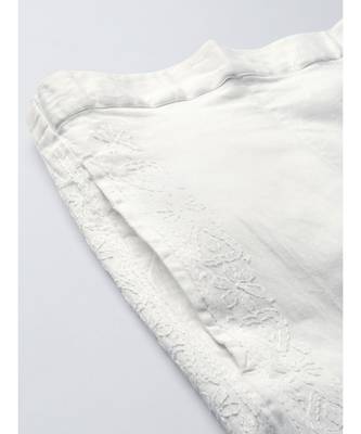 Ada Hand Embroidered White Cotton Lucknowi Chikankari Women Pant - A116120 5