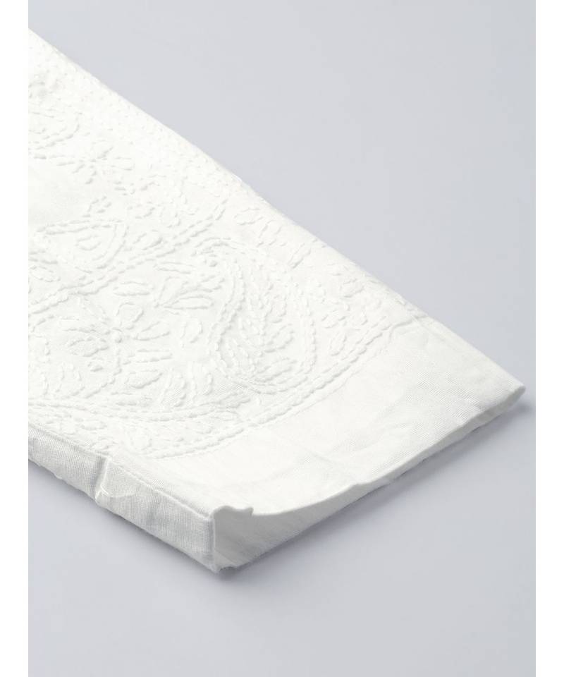 Ada Hand Embroidered White Cotton Lucknowi Chikankari Women Pant - A116120