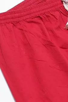 Ada Hand Embroidered Red Cotton Lucknowi Chikankari Women Churidar - A358988