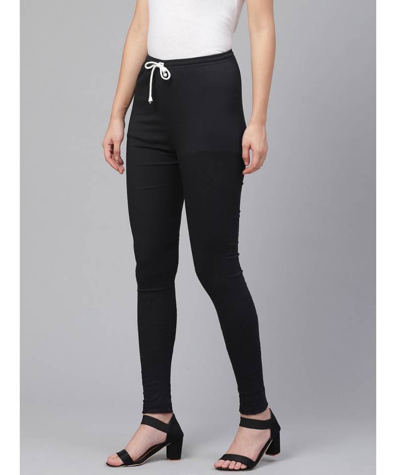 Hand Embroidered Black Cotton Lucknowi Chikankari Women Churidar