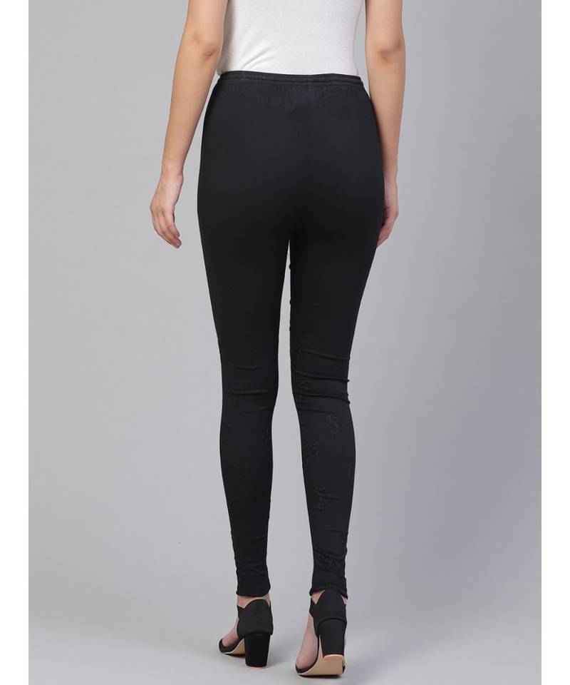 Hand Embroidered Black Cotton Lucknowi Chikankari Women Churidar