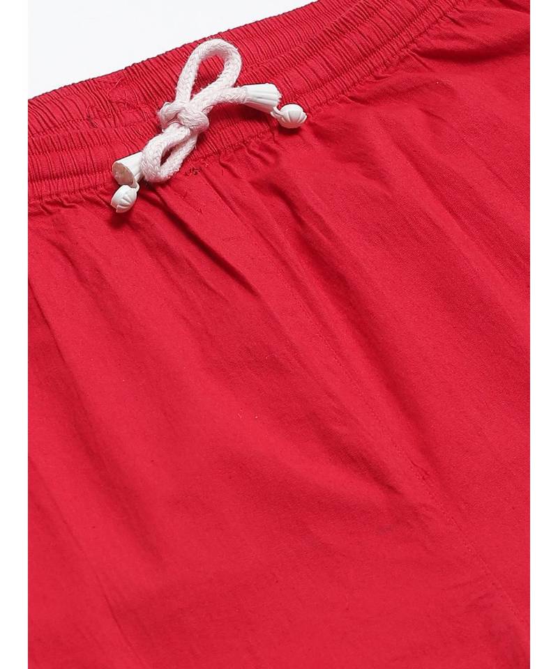 Hand Embroidered Red Cotton Lucknowi Chikankari Women Churidar