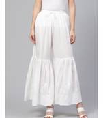 Hand Embroidered White Cotton Lucknowi Chikankari Women Sharara