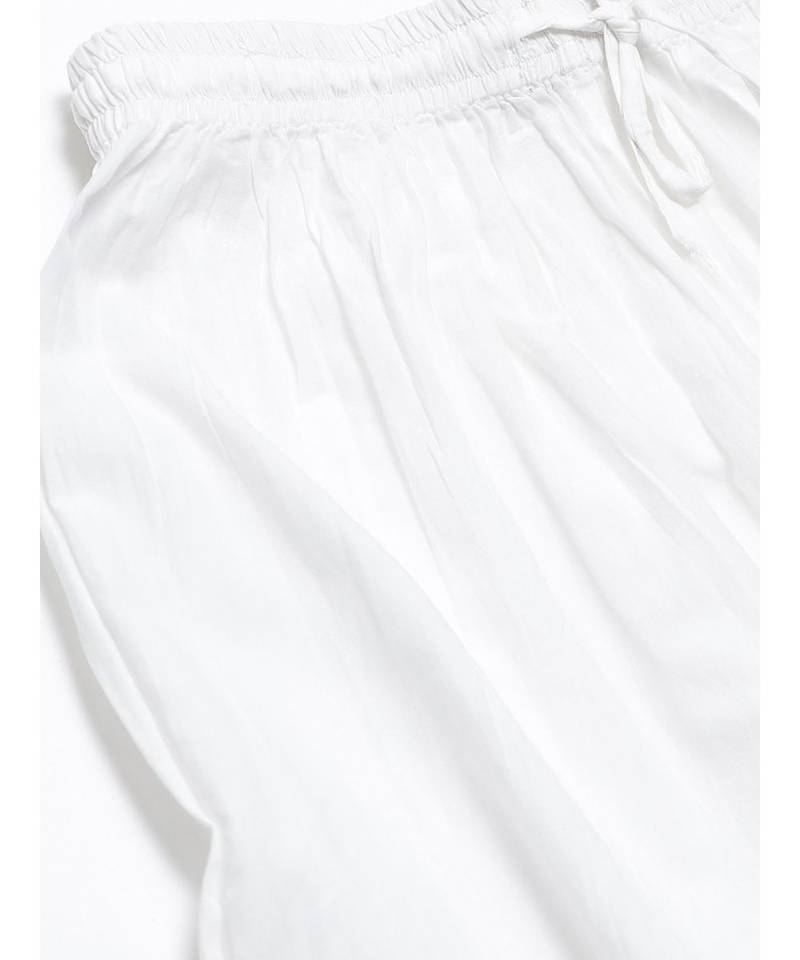 Hand Embroidered White Cotton Lucknowi Chikankari Women Sharara