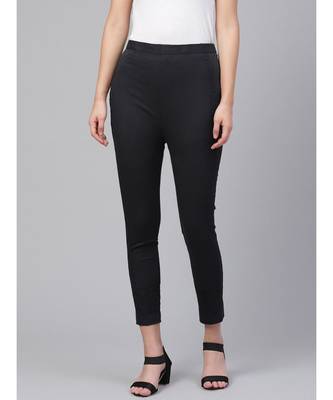 Ada Hand Embroidered Black Cotton Lucknowi Chikankari Trouser 1
