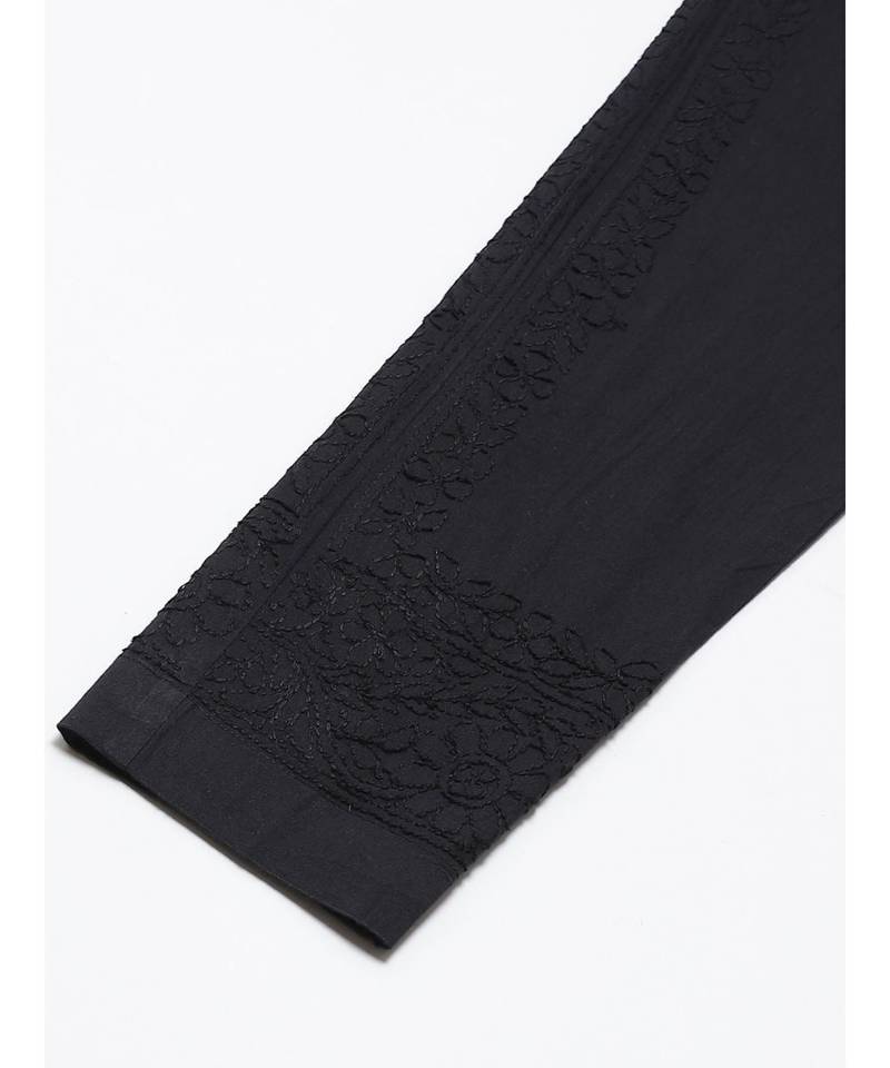 Ada Hand Embroidered Black Cotton Lucknowi Chikankari Trouser
