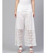 Ada Hand Embroidered White Cotton Lucknowi Chikankari Palazzo - A100381