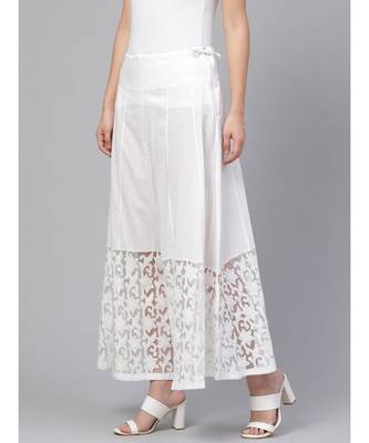 Ada Hand Embroidered White Cotton Lucknowi Chikankari Palazzo - A100381 2