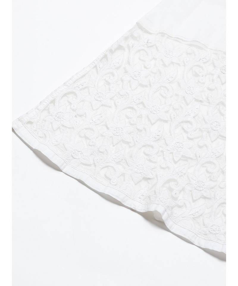 Ada Hand Embroidered White Cotton Lucknowi Chikankari Palazzo - A100381