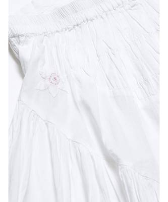 Ada Hand Embroidered White And Pink Cotton Lucknow Chikan Skirt 5