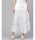 Ada Hand Embroidered White Cotton Lucknow Chikankari Skirt
