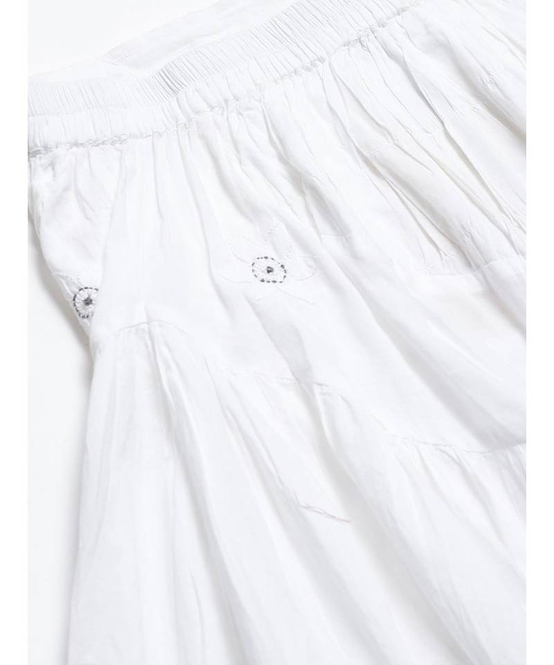 Ada Hand Embroidered White Cotton Lucknow Chikankari Skirt