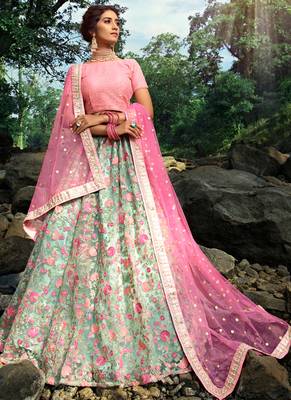 pink   Net Bridal Lehengas 1