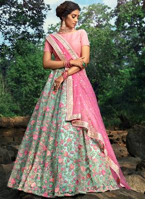 pink   Net Bridal Lehengas 2