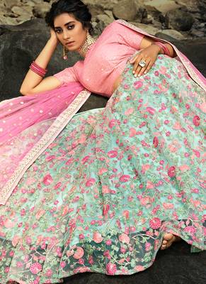 pink   Net Bridal Lehengas 3