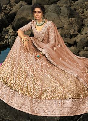 Gold Net Bridal Lehengas 4