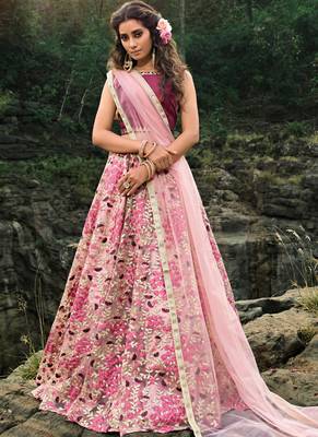 Baby Pink Net Bridal Lehengas 1