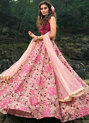 Baby Pink Net Bridal Lehengas 2