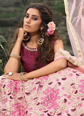 Baby Pink Net Bridal Lehengas 4