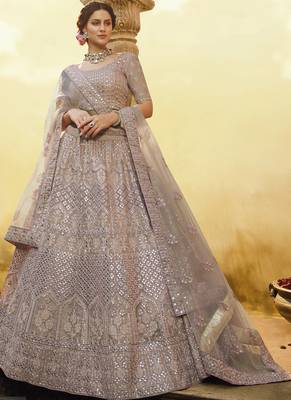 Grey Crepe Bridal Lehengas 1